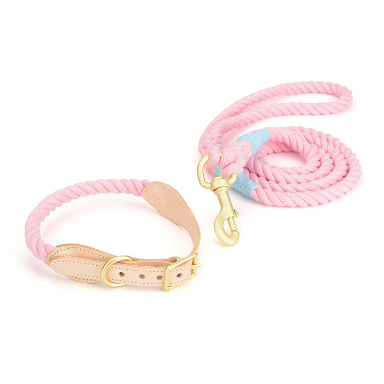 Premium Cotton Rope Dog Leash Collar Set
