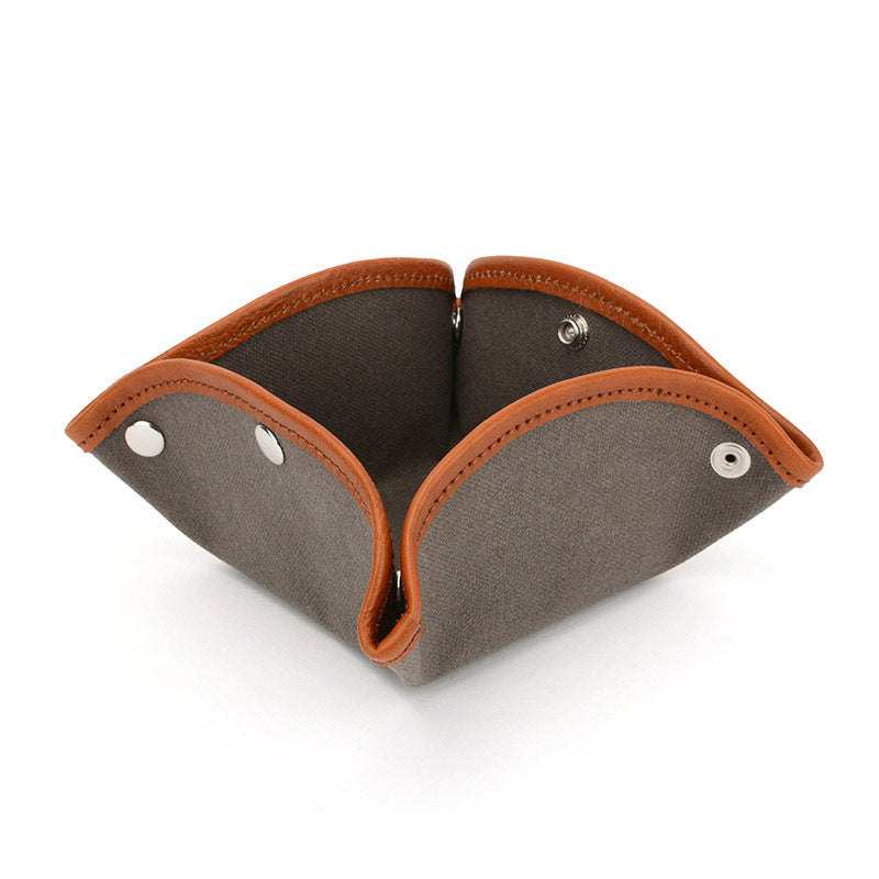 Pet Canvas Leather Dog Leash Collar Foldable Bowl and Pooper Bag Set