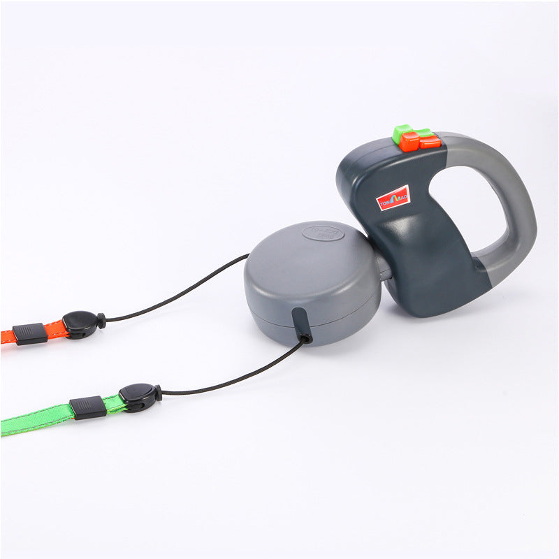 Dual Pet Dog Leash Retractable Ajustable Puppy Walking Traction Rope