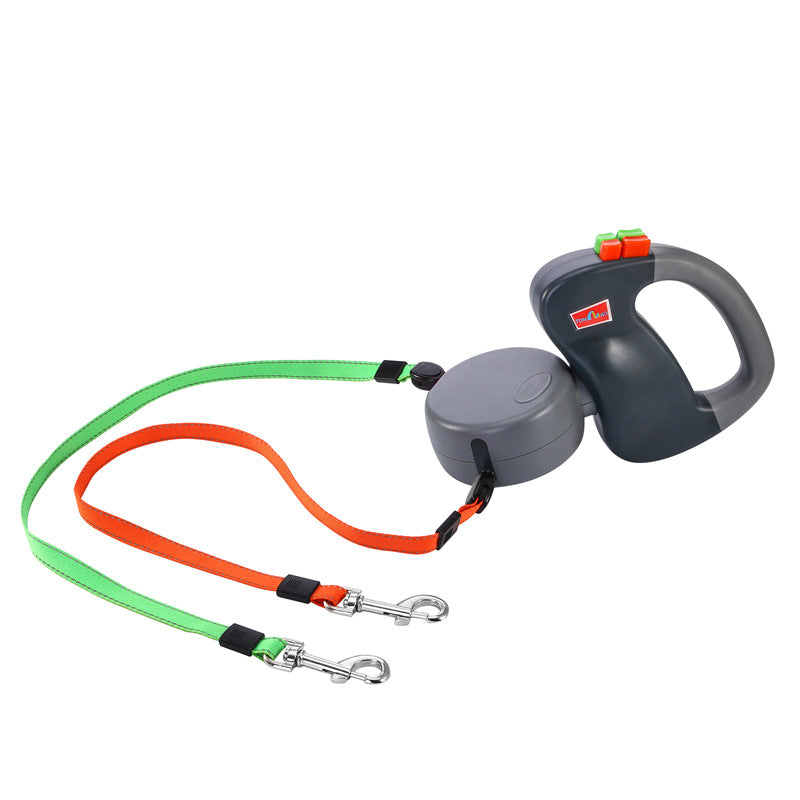 Dual Pet Dog Leash Retractable Ajustable Puppy Walking Traction Rope