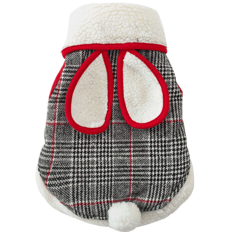 Cat Clothes Lamb Velvet Check Vest Warm Pet Outfit