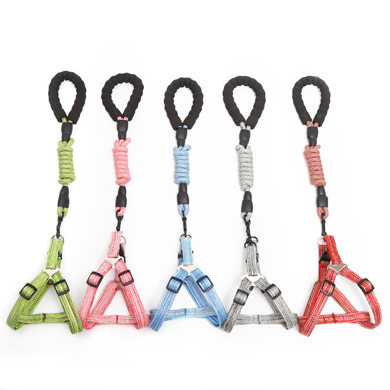 Nylon Dog Pet Chest Harness Leash Set With Foam Handle