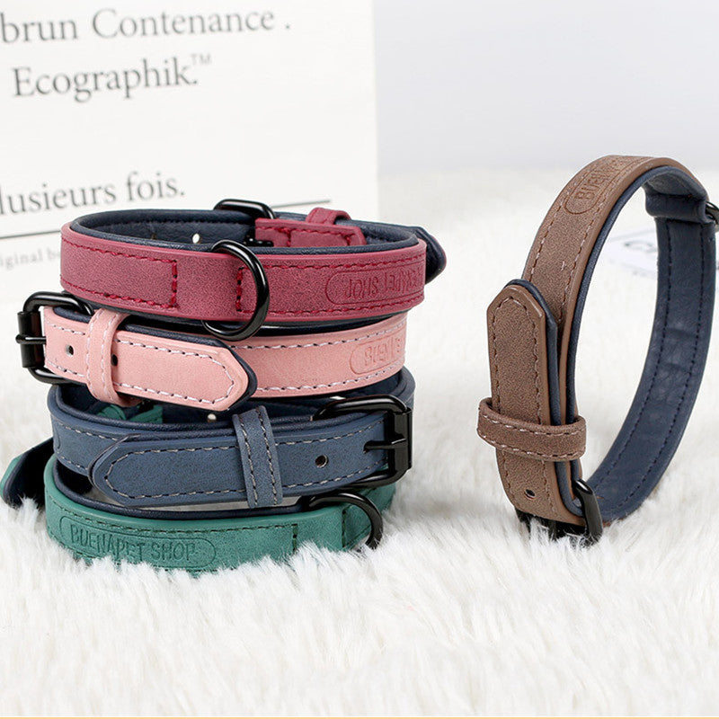 Colorful Comfortable PU Pet Collar Durable Leather With Metal Buckle